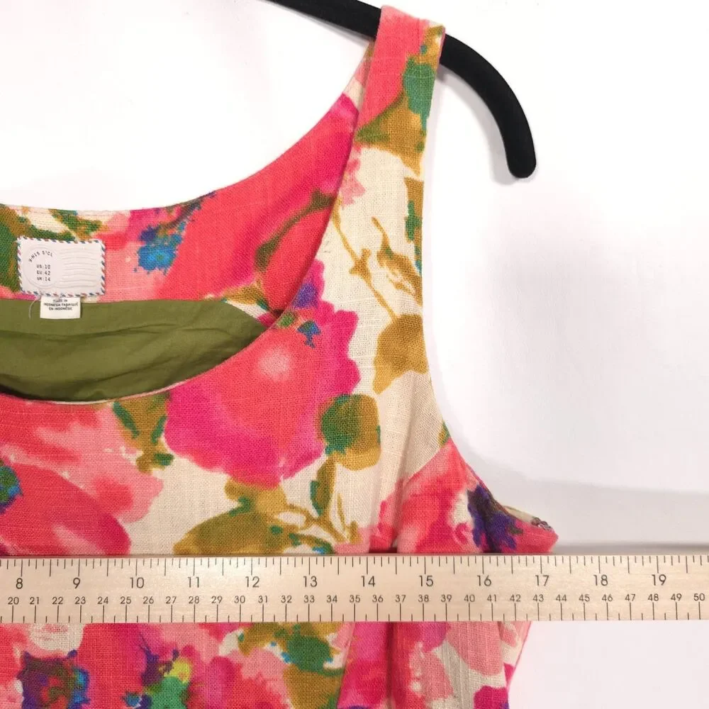 ANTHROPOLOGIE 9-H15 STCL Dress Floral Linen Blend Knee Lenght Size 10  676504652 - Picture 4 of 9